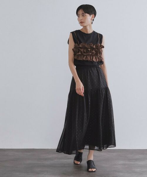 OPAQUE.CLIP / オペーク ドット クリップ ロング・マキシ丈スカート | ラメドットイージーティアードスカート【洗濯機洗い可】 | 詳細2