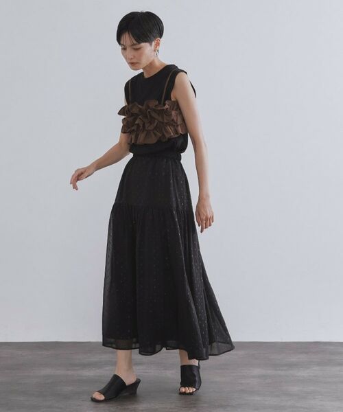 OPAQUE.CLIP / オペーク ドット クリップ ロング・マキシ丈スカート | ラメドットイージーティアードスカート【洗濯機洗い可】 | 詳細3