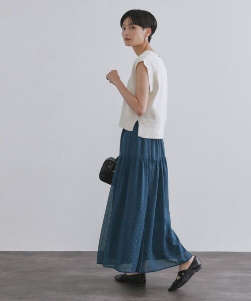 OPAQUE.CLIP / オペーク ドット クリップ ロング・マキシ丈スカート | ラメドットイージーティアードスカート【洗濯機洗い可】 | 詳細7