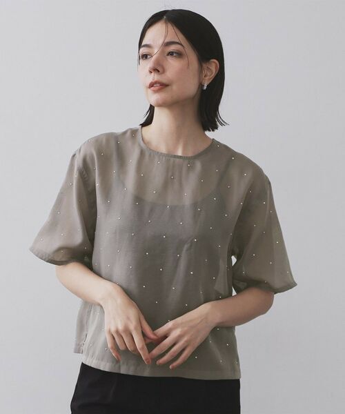 OPAQUE.CLIP / オペーク ドット クリップ シャツ・ブラウス | シアービジューブラウス【手洗い可】 | 詳細9