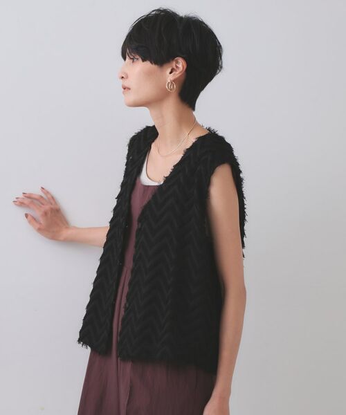 OPAQUE.CLIP / オペーク ドット クリップ ベスト | フリンジジャカードベスト【洗濯機洗い可】 | 詳細1
