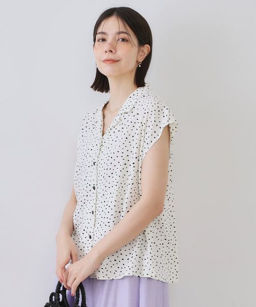 OPAQUE. CLIP/オペーク ドット クリップ 幾何柄プリントシャツ/セットアップ対応【洗える】 ホワイト(101) 40(L) OPAQUE. CLIP/オペーク ドット クリップ 幾何柄プリントシャツ/セットアップ対応【洗える】 ホワイト(101) 40(L)