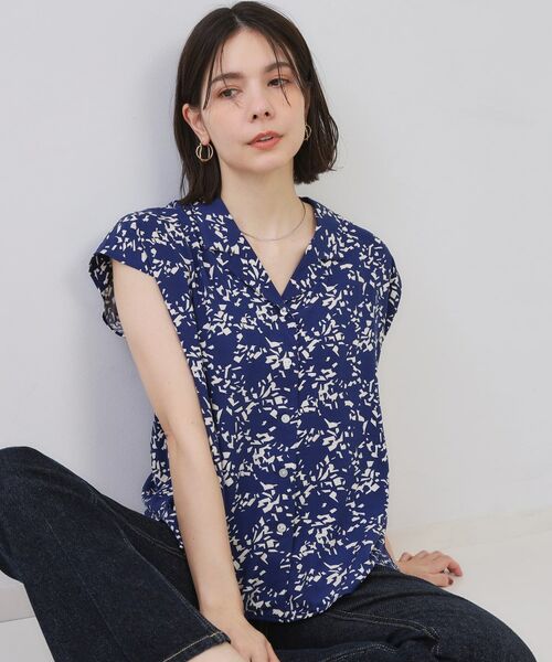 OPAQUE. CLIP/オペーク ドット クリップ 幾何柄プリントシャツ/セットアップ対応【洗える】 ネイビー(194) 40(L)