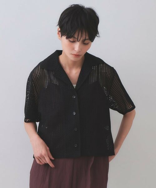 OPAQUE.CLIP / オペーク ドット クリップ シャツ・ブラウス | メッシュ開襟シャツ【洗濯機洗い可】 | 詳細9