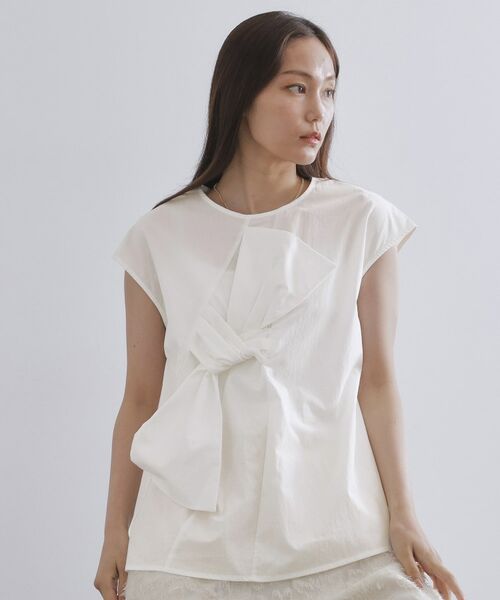 OPAQUE. CLIP/オペーク ドット クリップ リボンモチーフブラウス【洗濯機洗い可】 ホワイト(001) 40(L) OPAQUE. CLIP/オペーク ドット クリップ リボンモチーフブラウス【洗濯機洗い可】 ホワイト(001) 40(L)