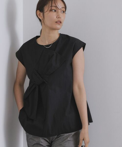 OPAQUE.CLIP / オペーク ドット クリップ シャツ・ブラウス | リボンモチーフブラウス【洗濯機洗い可】(ブラック(019))