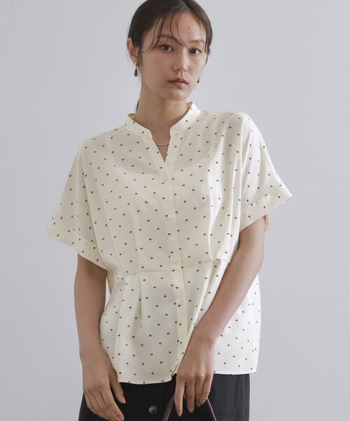 OPAQUE. CLIP/オペーク ドット クリップ プリントペプラムブラウス【洗濯機洗い可】 オフホワイト(103) 42(LL)