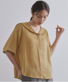 OPAQUE.CLIP / オペーク ドット クリップ シャツ・ブラウス | ヴィンテージサテンセーラーカラーブラウス【洗濯機洗い可】