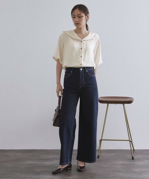 OPAQUE.CLIP / オペーク ドット クリップ シャツ・ブラウス | ヴィンテージサテンセーラーカラーブラウス【洗濯機洗い可】 | 詳細10