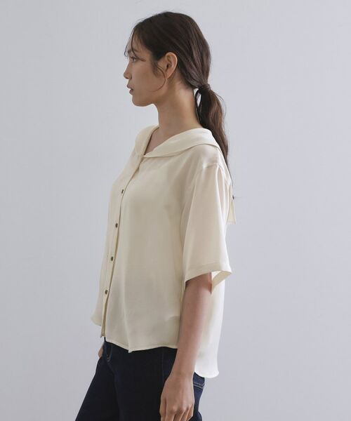 OPAQUE.CLIP / オペーク ドット クリップ シャツ・ブラウス | ヴィンテージサテンセーラーカラーブラウス【洗濯機洗い可】 | 詳細14