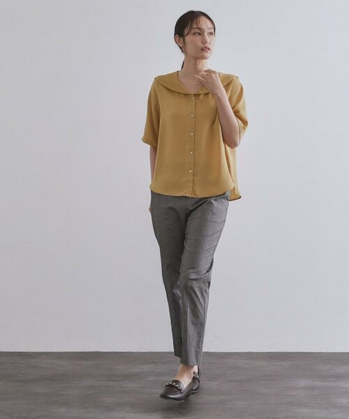 OPAQUE.CLIP / オペーク ドット クリップ シャツ・ブラウス | ヴィンテージサテンセーラーカラーブラウス【洗濯機洗い可】 | 詳細6