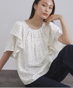 OPAQUE.CLIP / オペーク ドット クリップ シャツ・ブラウス | ランダムドットフリルブラウス【洗濯機洗い可】