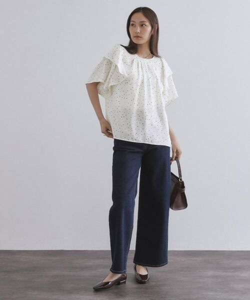 OPAQUE.CLIP / オペーク ドット クリップ シャツ・ブラウス | ランダムドットフリルブラウス【洗濯機洗い可】 | 詳細2
