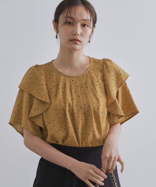 OPAQUE.CLIP / オペーク ドット クリップ シャツ・ブラウス | ランダムドットフリルブラウス【洗濯機洗い可】(キャメルブラウン(141))