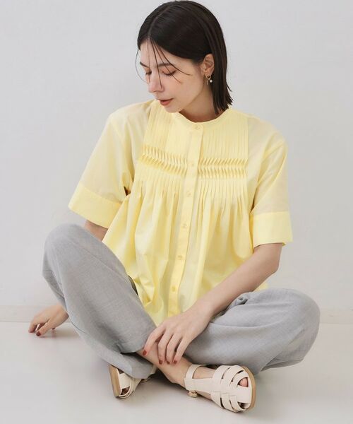 OPAQUE. CLIP/オペーク ドット クリップ ピンタックフレアシャツ【洗濯機洗い可】 ライトイエロー(030) 38(M) OPAQUE. CLIP/オペーク ドット クリップ ピンタックフレアシャツ【洗濯機洗い可】 ライトイエロー(030) 38(M)