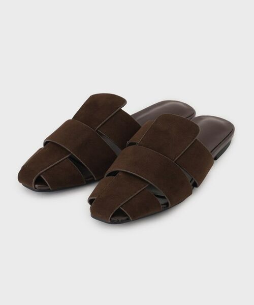 OPAQUE.CLIP / オペーク ドット クリップ サンダル | スエードメッシュラフミュールサンダル(ブラウン(044))