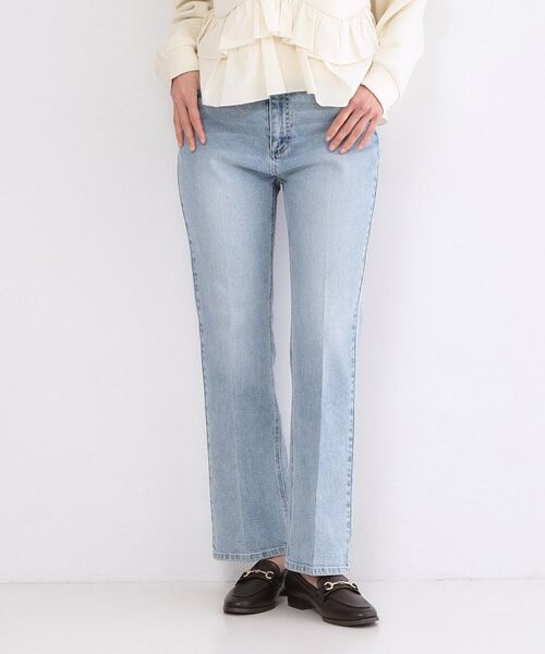 OPAQUE.CLIP / オペーク ドット クリップ デニムパンツ | 《SS-LLサイズ》ストレッチセミフレアデニム【洗濯機洗い可】（サックスブルー(090)）