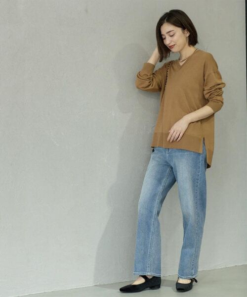 OPAQUE.CLIP / オペーク ドット クリップ ニット・セーター | Vネックニット/エクストラファインメリノウール【THEシリーズ/洗濯機OK】《6col/S~LL》 | 詳細12