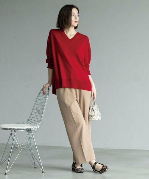 OPAQUE.CLIP / オペーク ドット クリップ ニット・セーター | Vネックニット/エクストラファインメリノウール【THEシリーズ/洗濯機OK】《6col/S~LL》 | 詳細16