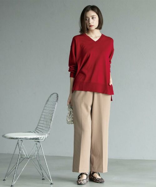 OPAQUE.CLIP / オペーク ドット クリップ ニット・セーター | Vネックニット/エクストラファインメリノウール【THEシリーズ/洗濯機OK】《6col/S~LL》 | 詳細17