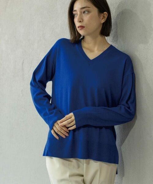 OPAQUE.CLIP / オペーク ドット クリップ ニット・セーター | Vネックニット/エクストラファインメリノウール【THEシリーズ/洗濯機OK】《6col/S~LL》 | 詳細18