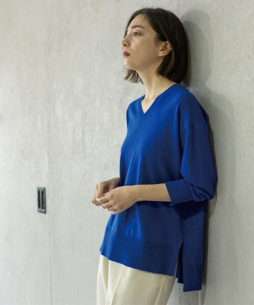 OPAQUE.CLIP / オペーク ドット クリップ ニット・セーター | Vネックニット/エクストラファインメリノウール【THEシリーズ/洗濯機OK】《6col/S~LL》 | 詳細19