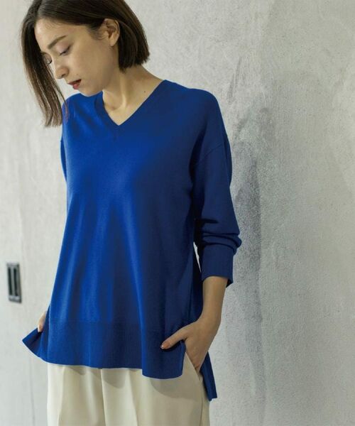 OPAQUE.CLIP / オペーク ドット クリップ ニット・セーター | Vネックニット/エクストラファインメリノウール【THEシリーズ/洗濯機OK】《6col/S~LL》 | 詳細20