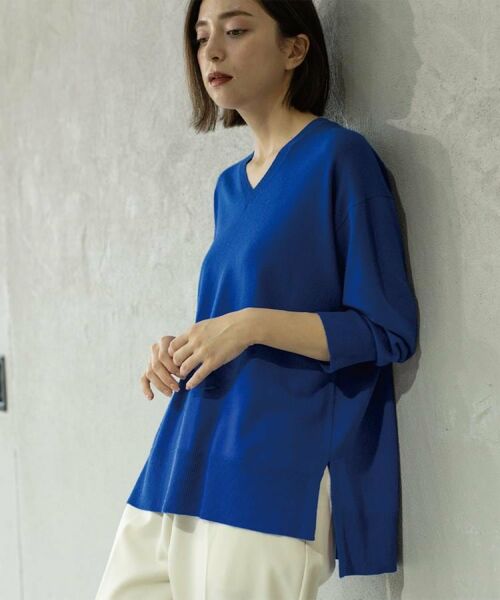 OPAQUE.CLIP / オペーク ドット クリップ ニット・セーター | Vネックニット/エクストラファインメリノウール【THEシリーズ/洗濯機OK】《6col/S~LL》 | 詳細21