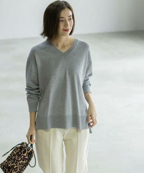 OPAQUE.CLIP / オペーク ドット クリップ ニット・セーター | Vネックニット/エクストラファインメリノウール【THEシリーズ/洗濯機OK】《6col/S~LL》 | 詳細22