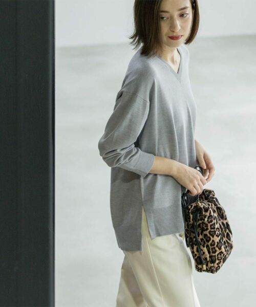 OPAQUE.CLIP / オペーク ドット クリップ ニット・セーター | Vネックニット/エクストラファインメリノウール【THEシリーズ/洗濯機OK】《6col/S~LL》 | 詳細24