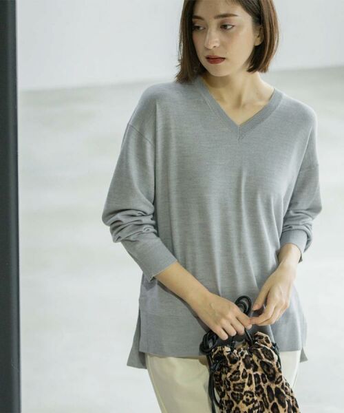 OPAQUE.CLIP / オペーク ドット クリップ ニット・セーター | Vネックニット/エクストラファインメリノウール【THEシリーズ/洗濯機OK】《6col/S~LL》 | 詳細25