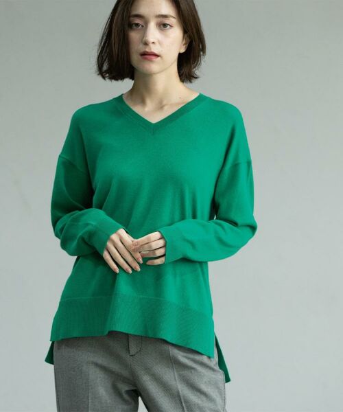 OPAQUE.CLIP / オペーク ドット クリップ ニット・セーター | Vネックニット/エクストラファインメリノウール【THEシリーズ/洗濯機OK】《6col/S~LL》 | 詳細27