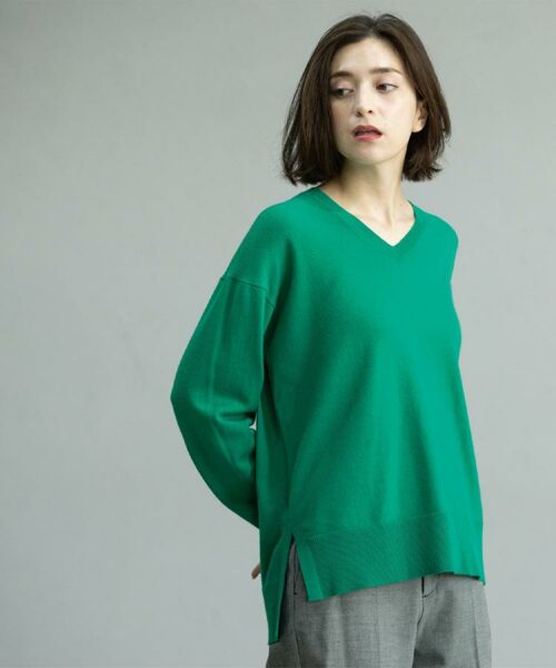 OPAQUE.CLIP / オペーク ドット クリップ ニット・セーター | Vネックニット/エクストラファインメリノウール【THEシリーズ/洗濯機OK】《6col/S~LL》 | 詳細28