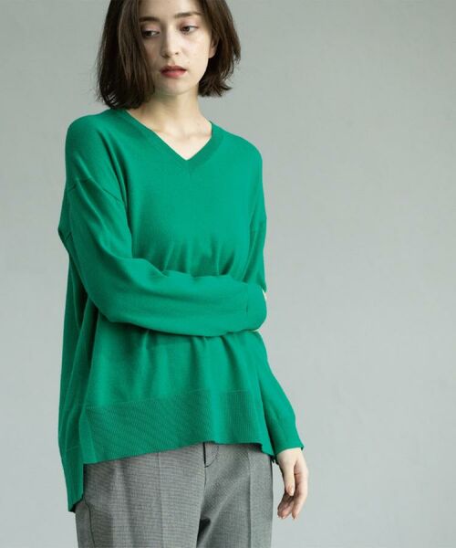 OPAQUE.CLIP / オペーク ドット クリップ ニット・セーター | Vネックニット/エクストラファインメリノウール【THEシリーズ/洗濯機OK】《6col/S~LL》 | 詳細29