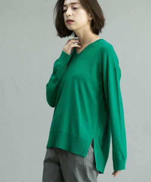 OPAQUE.CLIP / オペーク ドット クリップ ニット・セーター | Vネックニット/エクストラファインメリノウール【THEシリーズ/洗濯機OK】《6col/S~LL》 | 詳細30