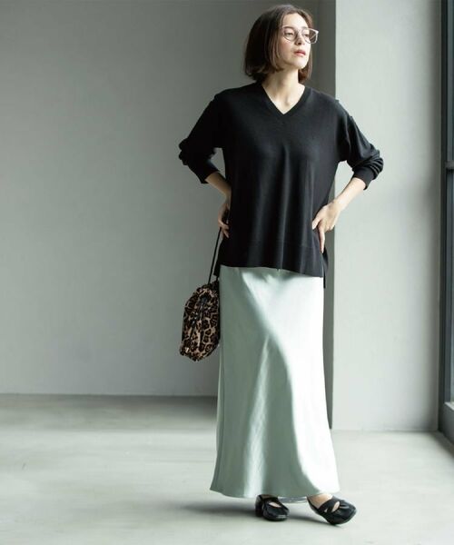 OPAQUE.CLIP / オペーク ドット クリップ ニット・セーター | Vネックニット/エクストラファインメリノウール【THEシリーズ/洗濯機OK】《6col/S~LL》 | 詳細4