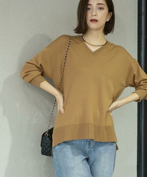 OPAQUE.CLIP / オペーク ドット クリップ ニット・セーター | Vネックニット/エクストラファインメリノウール【THEシリーズ/洗濯機OK】《6col/S~LL》 | 詳細6