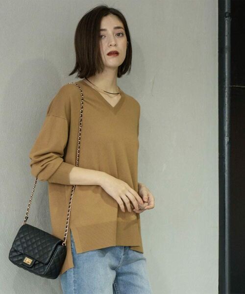 OPAQUE.CLIP / オペーク ドット クリップ ニット・セーター | Vネックニット/エクストラファインメリノウール【THEシリーズ/洗濯機OK】《6col/S~LL》 | 詳細7