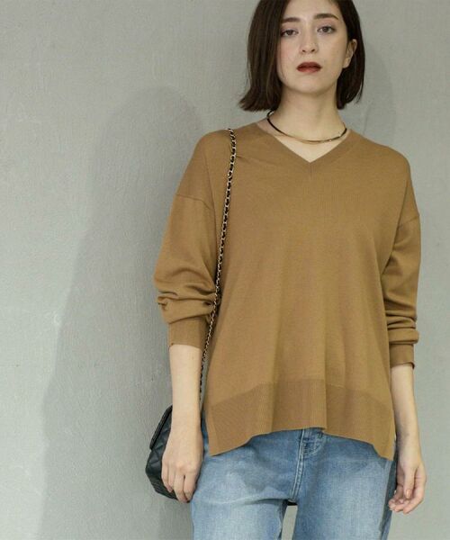 OPAQUE.CLIP / オペーク ドット クリップ ニット・セーター | Vネックニット/エクストラファインメリノウール【THEシリーズ/洗濯機OK】《6col/S~LL》 | 詳細8