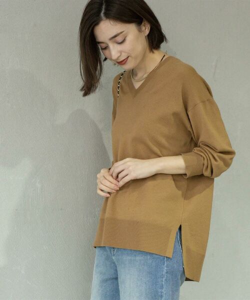 OPAQUE.CLIP / オペーク ドット クリップ ニット・セーター | Vネックニット/エクストラファインメリノウール【THEシリーズ/洗濯機OK】《6col/S~LL》 | 詳細9