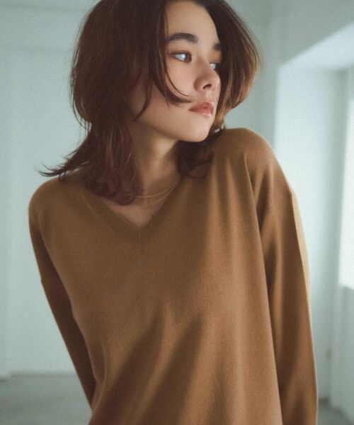 OPAQUE. CLIP/オペーク ドット クリップ Vネックニット/エクストラファインメリノウール【THEシリーズ/洗濯機OK】《6col/S~LL》 キャメルブラウン(041) 38(M) OPAQUE. CLIP/オペーク ドット クリップ Vネックニット/エクストラファインメリノウール【THEシリーズ/洗濯機OK】《6col/S~LL》 キャメルブラウン(041) 38(M)