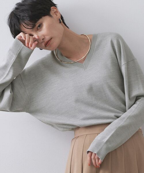 OPAQUE. CLIP/オペーク ドット クリップ 《6色展開/S-LLサイズ》Vネックニット/FILIVIVI・フィルビビ【洗濯機洗い可】 グレー(812) 42(LL) OPAQUE. CLIP/オペーク ドット クリップ 《6色展開/S-LLサイズ》Vネックニット/FILIVIVI・フィルビビ【洗濯機洗い可】 グレー(812) 42(LL)