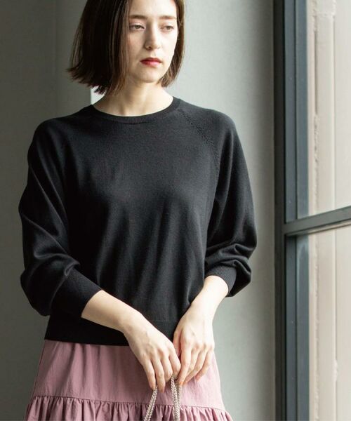 OPAQUE.CLIP / オペーク ドット クリップ ニット・セーター | ラグランクルーネックニット/エクストラファインメリノウール【THEシリーズ/洗濯機OK】《6col/S～LL》 | 詳細1