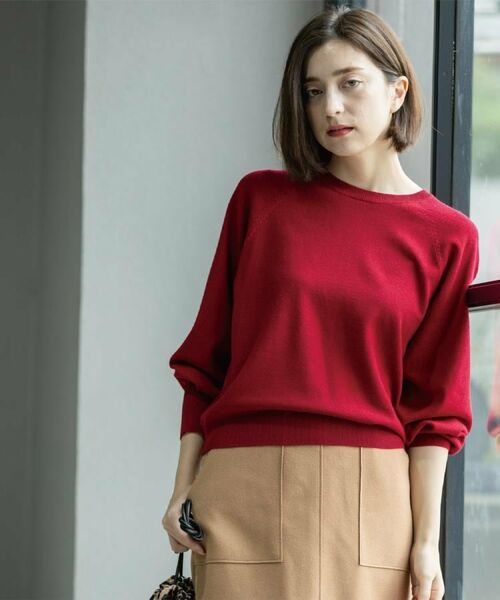 OPAQUE.CLIP / オペーク ドット クリップ ニット・セーター | ラグランクルーネックニット/エクストラファインメリノウール【THEシリーズ/洗濯機OK】《6col/S～LL》 | 詳細12