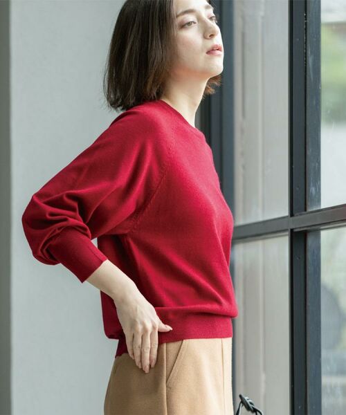 OPAQUE.CLIP / オペーク ドット クリップ ニット・セーター | ラグランクルーネックニット/エクストラファインメリノウール【THEシリーズ/洗濯機OK】《6col/S～LL》 | 詳細14