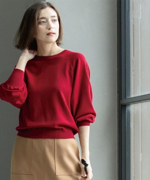 OPAQUE.CLIP / オペーク ドット クリップ ニット・セーター | ラグランクルーネックニット/エクストラファインメリノウール【THEシリーズ/洗濯機OK】《6col/S～LL》 | 詳細15