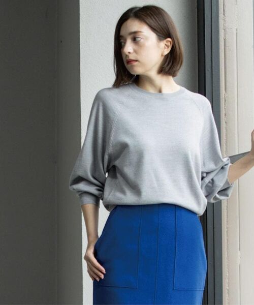 OPAQUE.CLIP / オペーク ドット クリップ ニット・セーター | ラグランクルーネックニット/エクストラファインメリノウール【THEシリーズ/洗濯機OK】《6col/S～LL》 | 詳細18