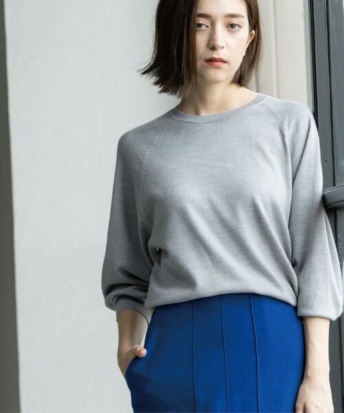 OPAQUE.CLIP / オペーク ドット クリップ ニット・セーター | ラグランクルーネックニット/エクストラファインメリノウール【THEシリーズ/洗濯機OK】《6col/S～LL》 | 詳細20