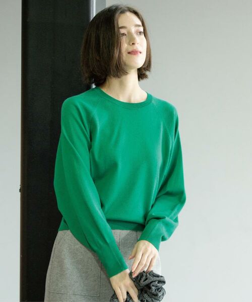 OPAQUE.CLIP / オペーク ドット クリップ ニット・セーター | ラグランクルーネックニット/エクストラファインメリノウール【THEシリーズ/洗濯機OK】《6col/S～LL》 | 詳細24