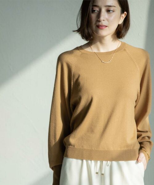 OPAQUE.CLIP / オペーク ドット クリップ ニット・セーター | ラグランクルーネックニット/エクストラファインメリノウール【THEシリーズ/洗濯機OK】《6col/S～LL》 | 詳細6